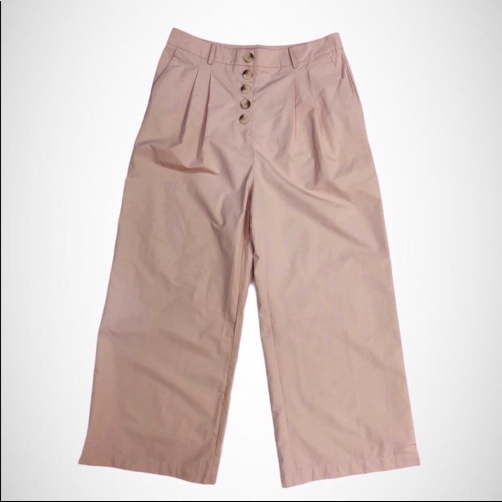 L’Academie The Delphine Pant Wide Leg Cropped Blush Pink High Waist Size XL - Picture 2 of 10